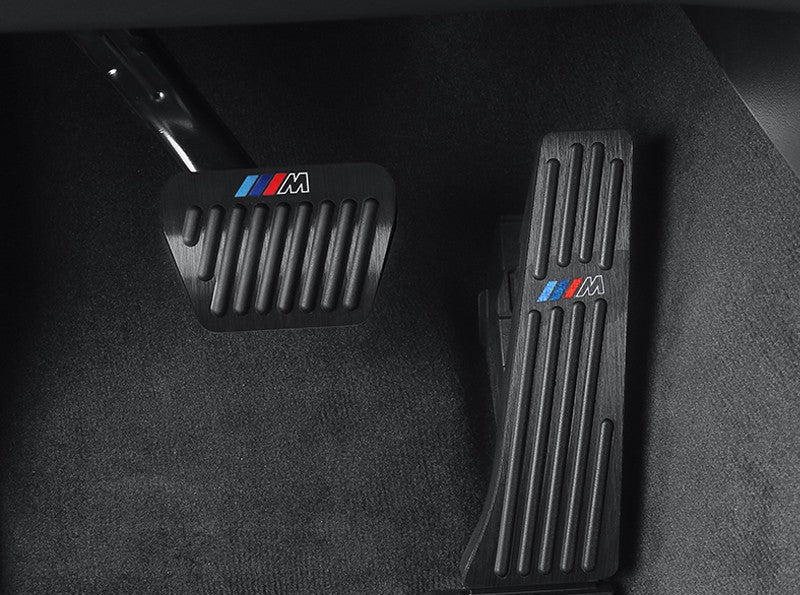 BMW M Performance pedal covers installed in footwell