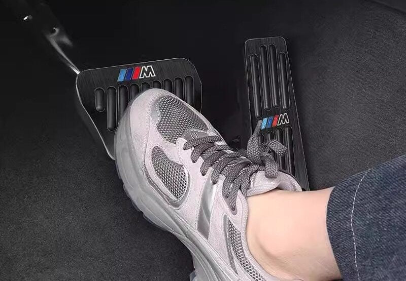 BMW M Performance pedal covers anti-slip grip in use