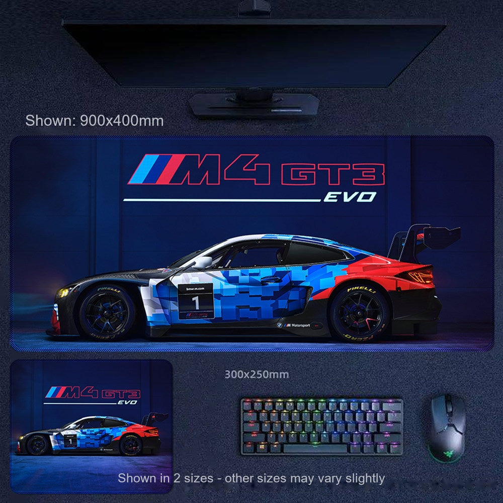 BMW M4 GT3 racing esports desk mat and mouse pad, livery design 1, large XL gaming mat