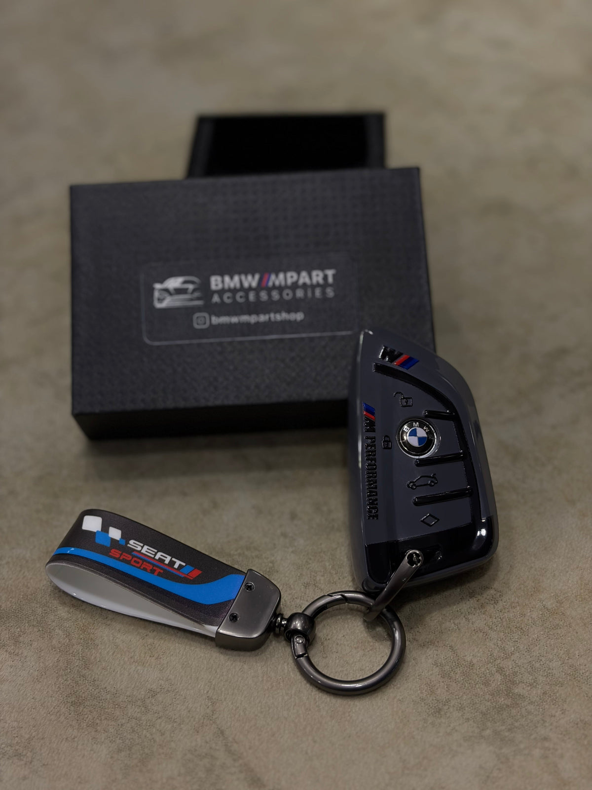 BMW M Performance Key Fob Case – Leather Cover with Keyring