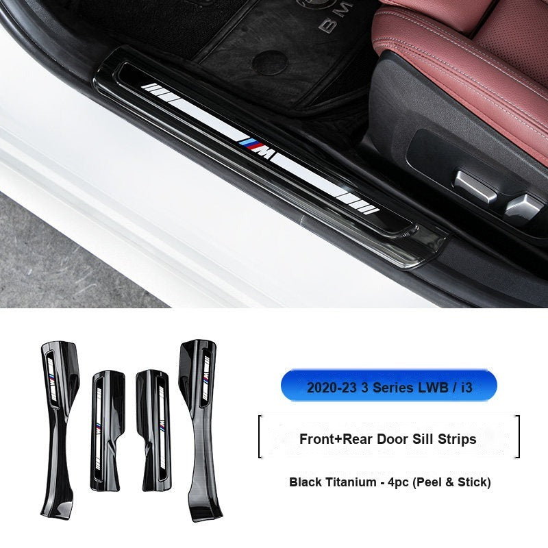BMW 2020-2026 3 Series Long Wheelbase (i3) Door Sill Strip - 4-Piece (Interior Only) - Black Titanium Stainless Steel Scuff Plate Guard