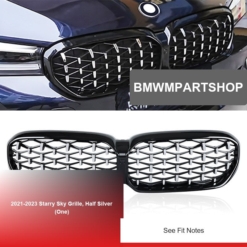 BMW 5 Series Grille - 2021-2023 Starry Sky Grille, Half Silver (One)
