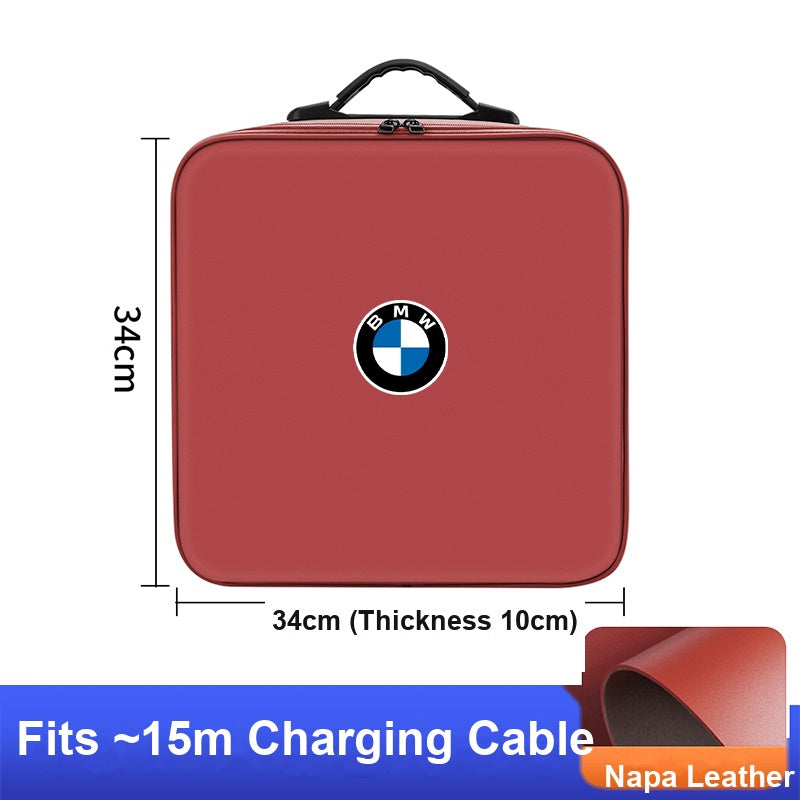 BMW charging cable storage bag - square, volcano red
