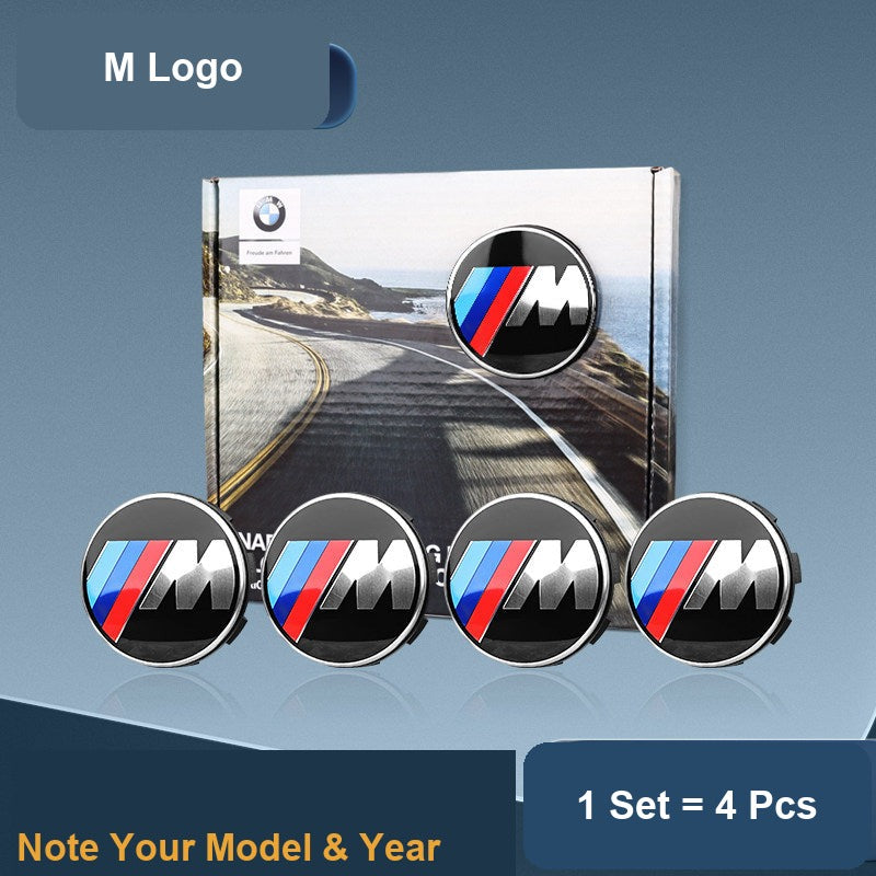 BMW M logo floating center caps set of 4