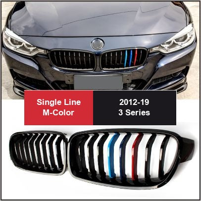 BMW Kidney Grille - Gloss Black Front Grille, F30 3 Series (2012-19) - Single Line M-Color