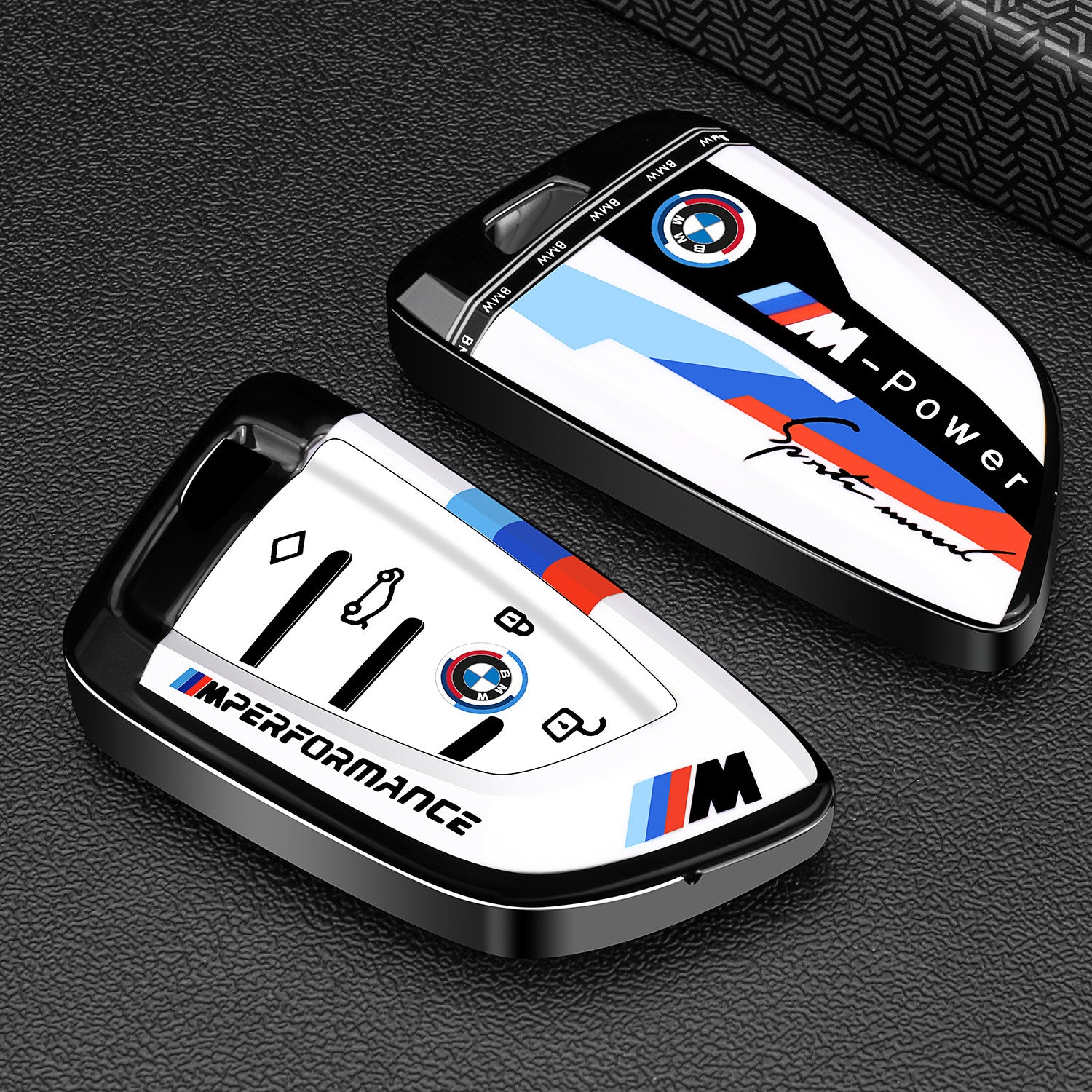 BMW Mineral White painted key case cover with simple round buckle for 3 5 Series X1 X3 X5 i3 smart key