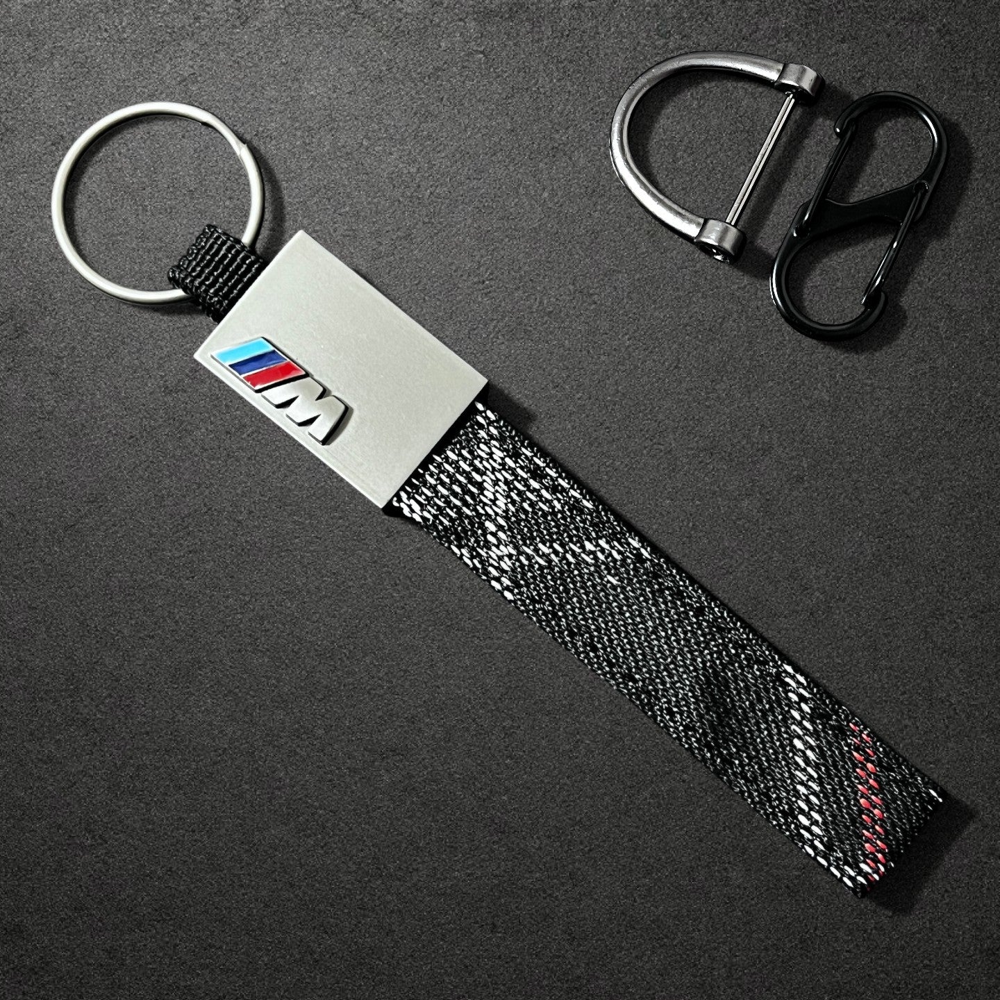 BMW M Performance Leather Key Fob Strap & Keychain Ring