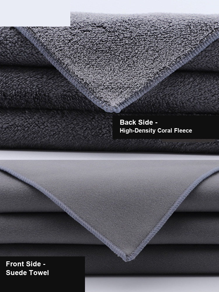 BMW car towel back side high-density coral fleece and front side suede detail