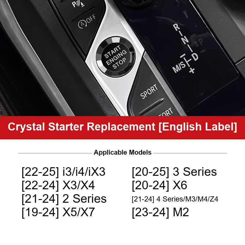 BMW crystal starter replacement button - English label