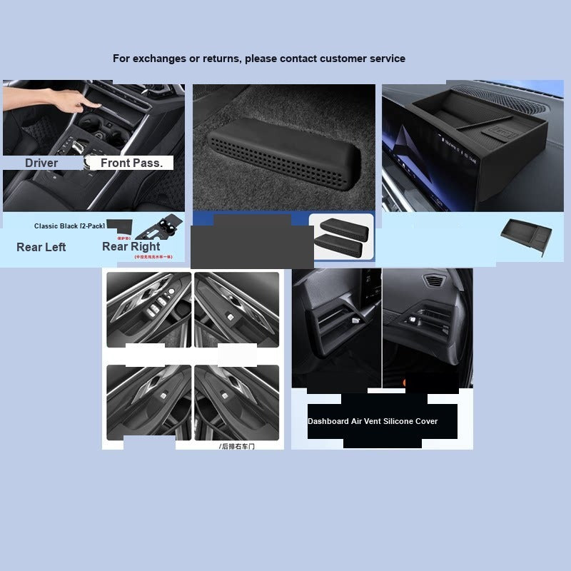 BMW center console silicone pad - 3 Series (2023-2026) - 11-Piece Set - Classic Black