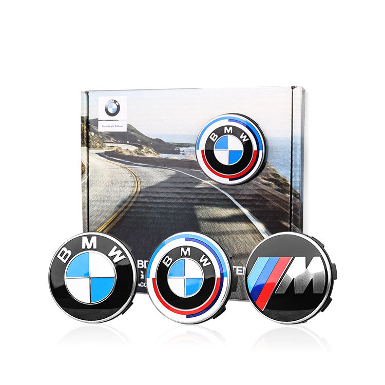 BMW floating center cap gift box with badge set