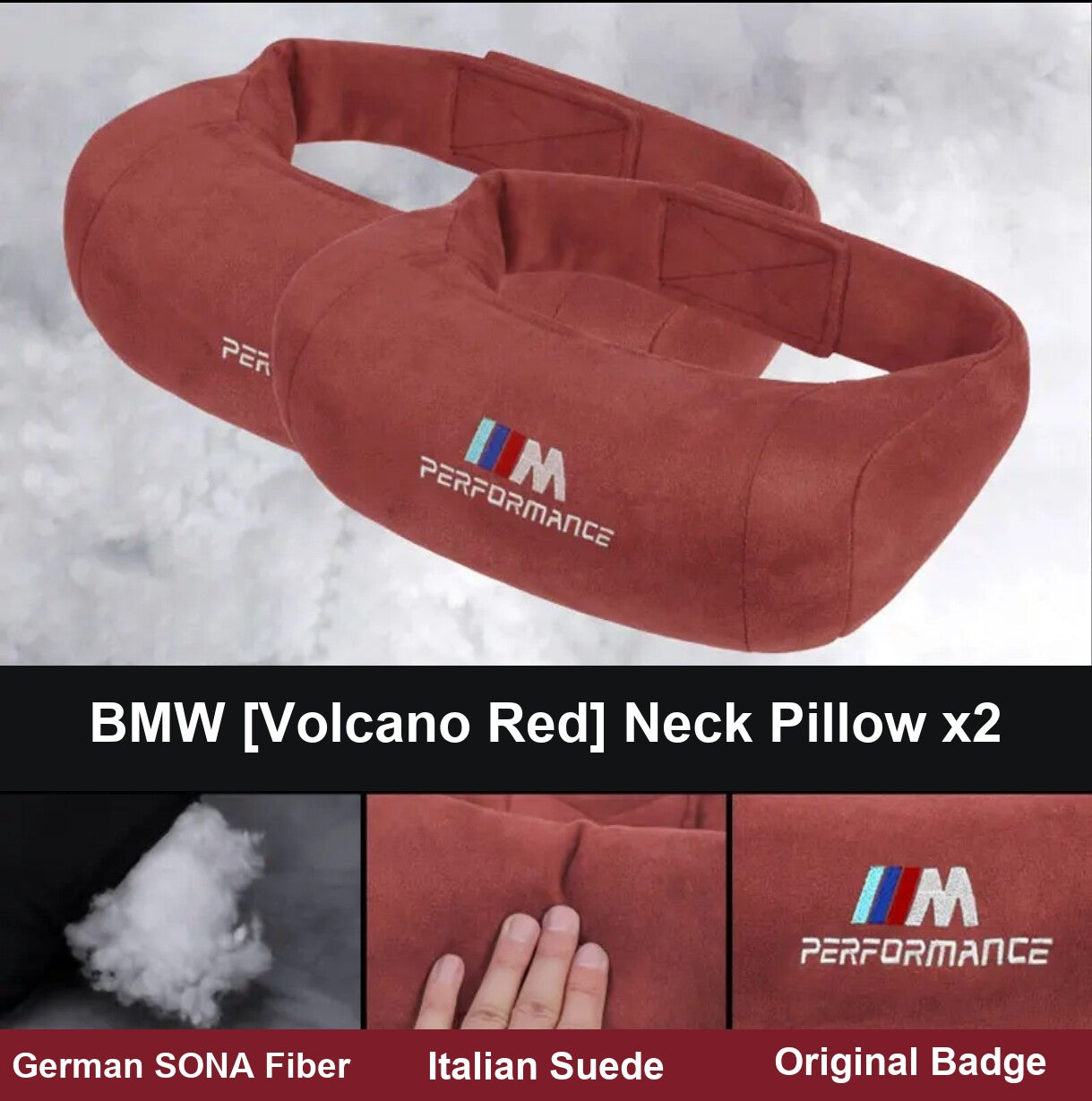 BMW M Performance neck pillow pair, volcano red
