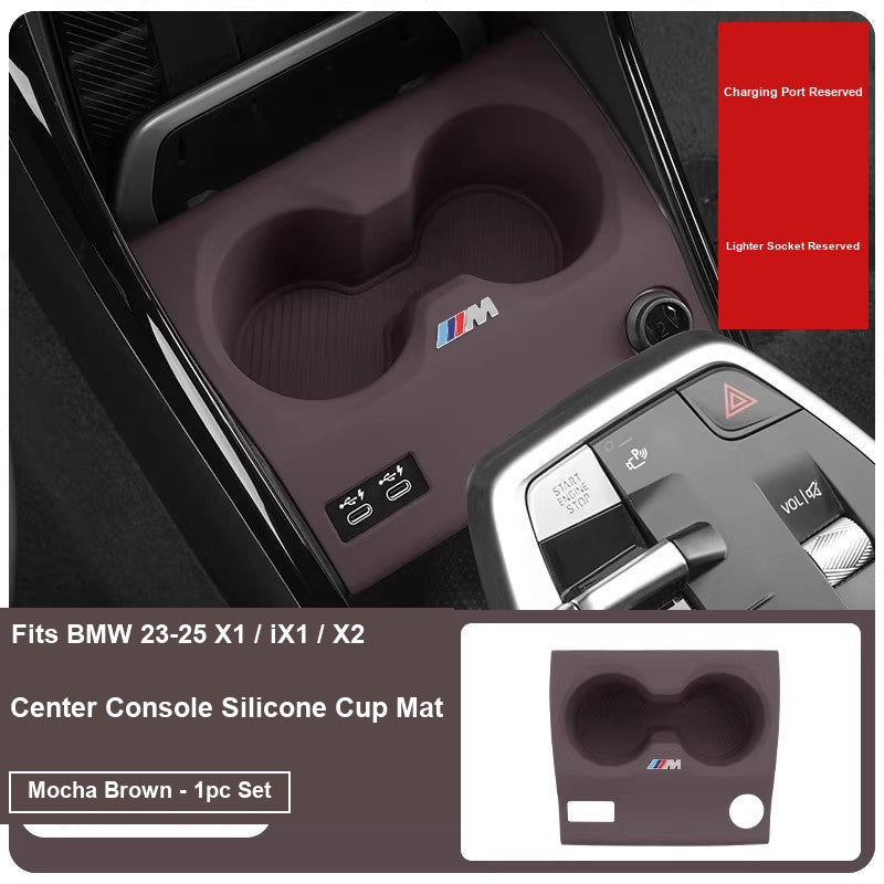 BMW X1 iX1 X2 center console silicone cup mat, Mocha Brown, alternate view