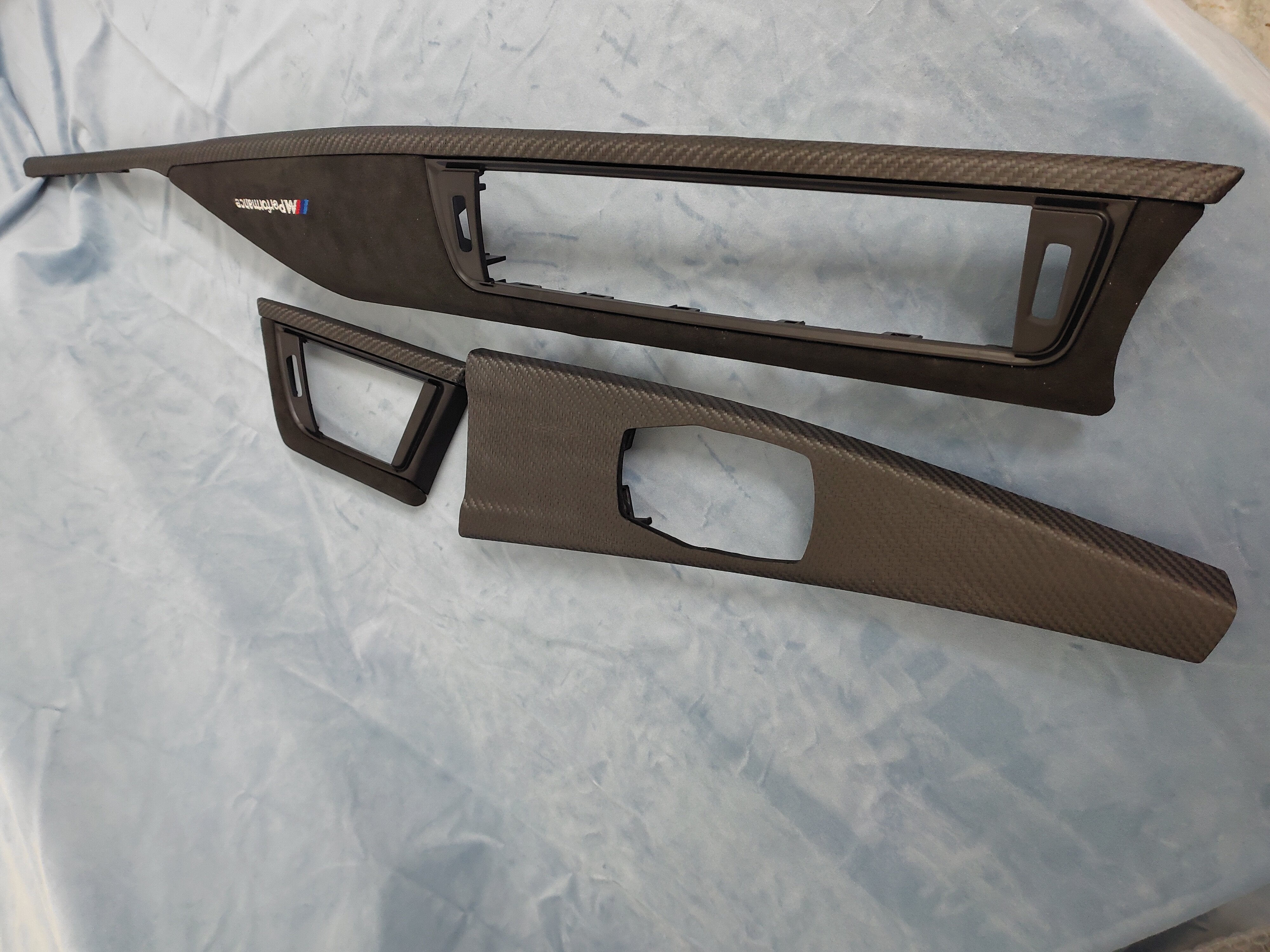 BMW F30/F35 center console 3-piece set, real carbon fiber