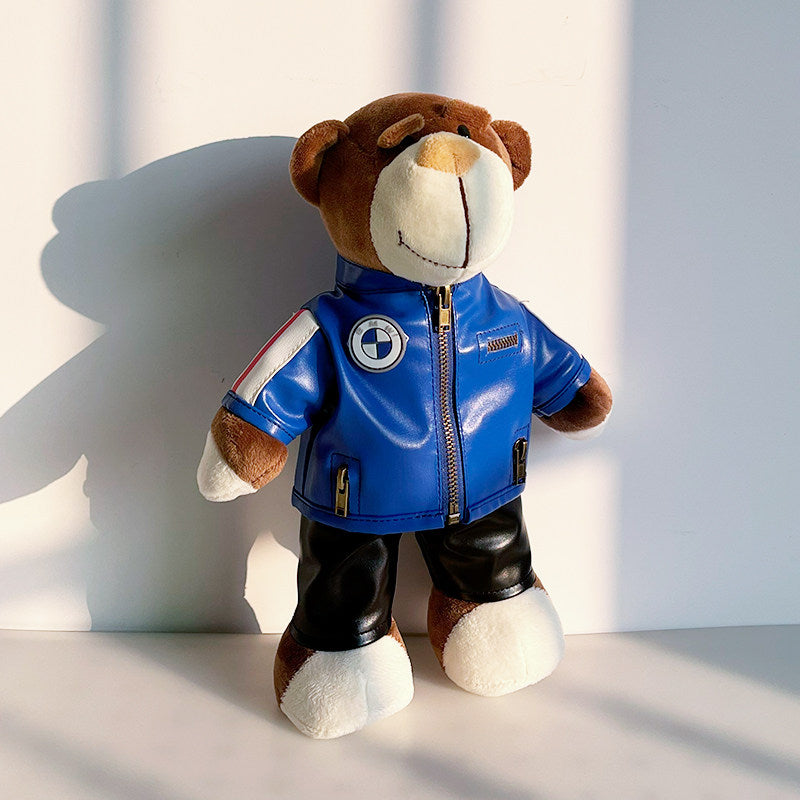 Two BMW Service bear dolls in grey uniforms