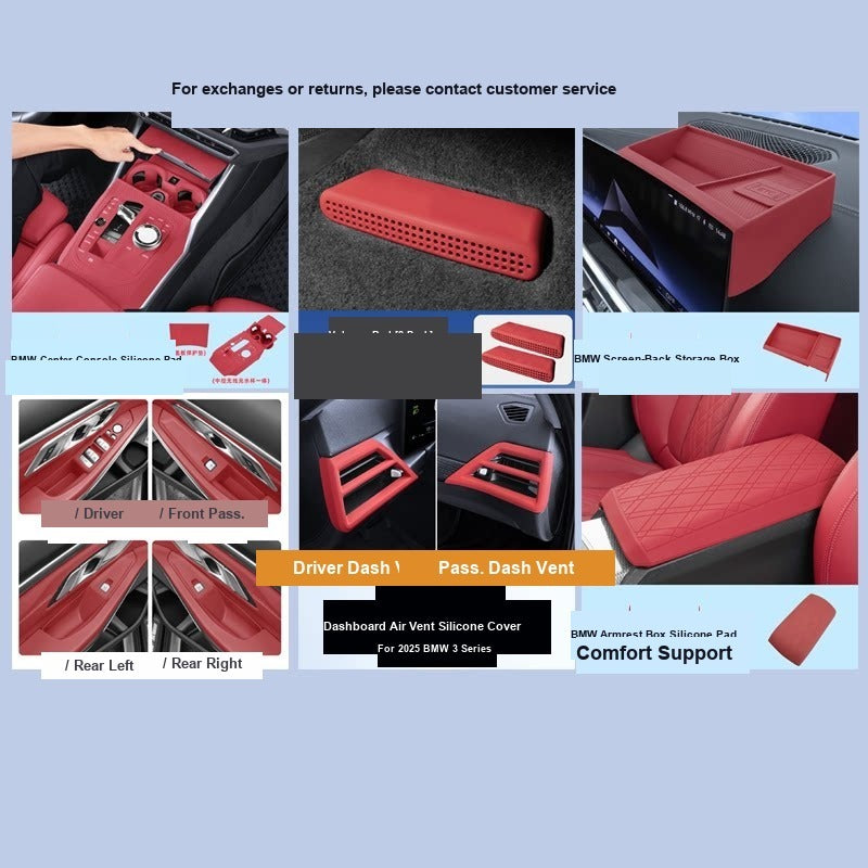 BMW center console silicone pad - 3 Series (2023-2026) - 12-Piece Set - Volcano Red