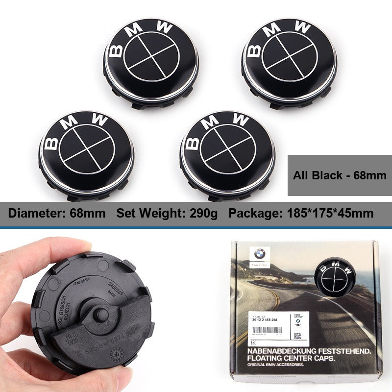 BMW floating center caps 68mm All Black