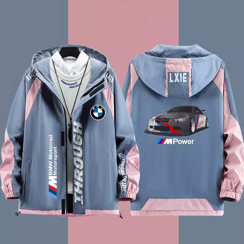 BMW M Power Windbreaker Jacket - Hooded, Customizable Graphics