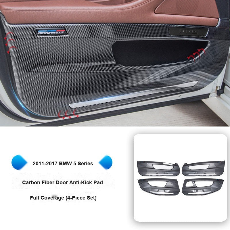 BMW 2011-2017 5 Series Long Wheelbase - Carbon Fiber Door Anti-Kick Pads (4-Piece) - Carbon Fiber Anti-Kick Pad