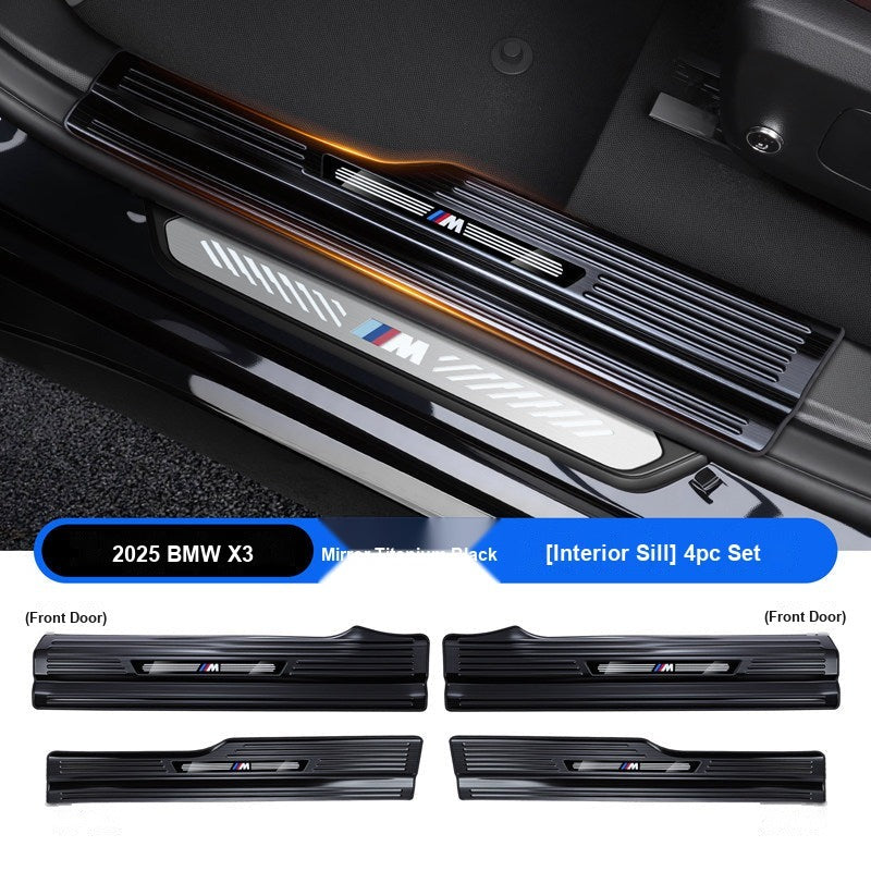 BMW 2025-2026 X3 Door Sill Strip - 4-Piece (Interior Only) - Black Titanium Stainless Steel Scuff Plate Guard