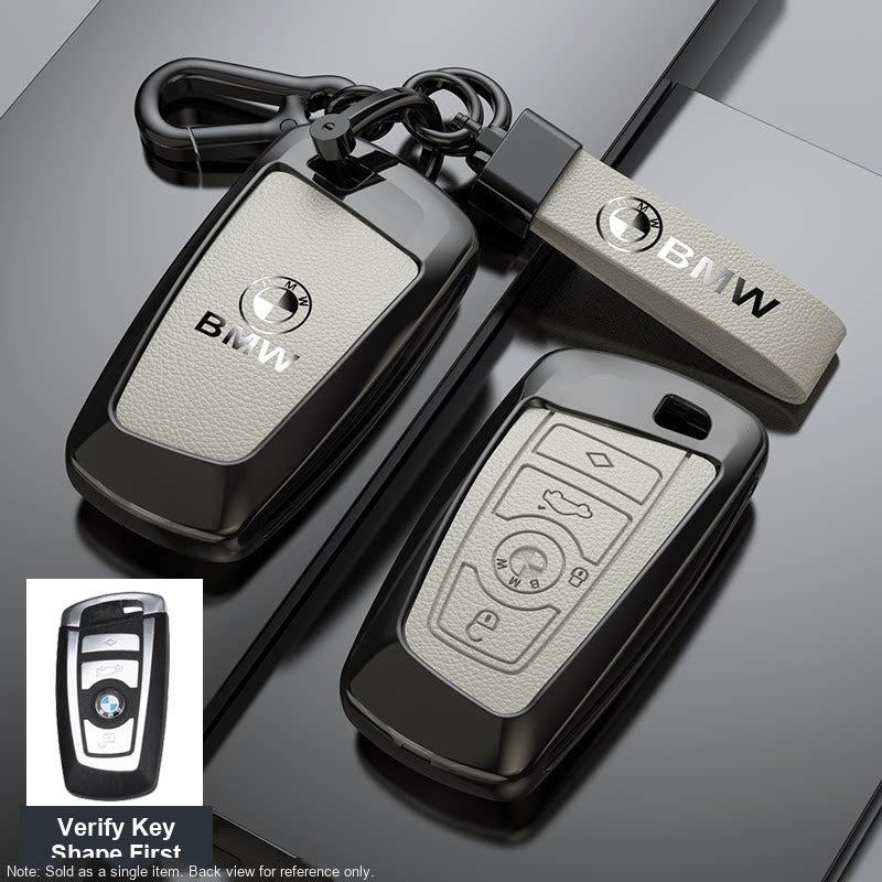 BMW Leather Key Fob Case - Style C, Light Khaki, Bracelet Buckle