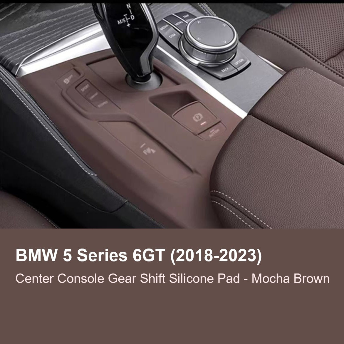 BMW center console silicone pad - 5 Series 6GT (2018-2023) - Mocha Brown