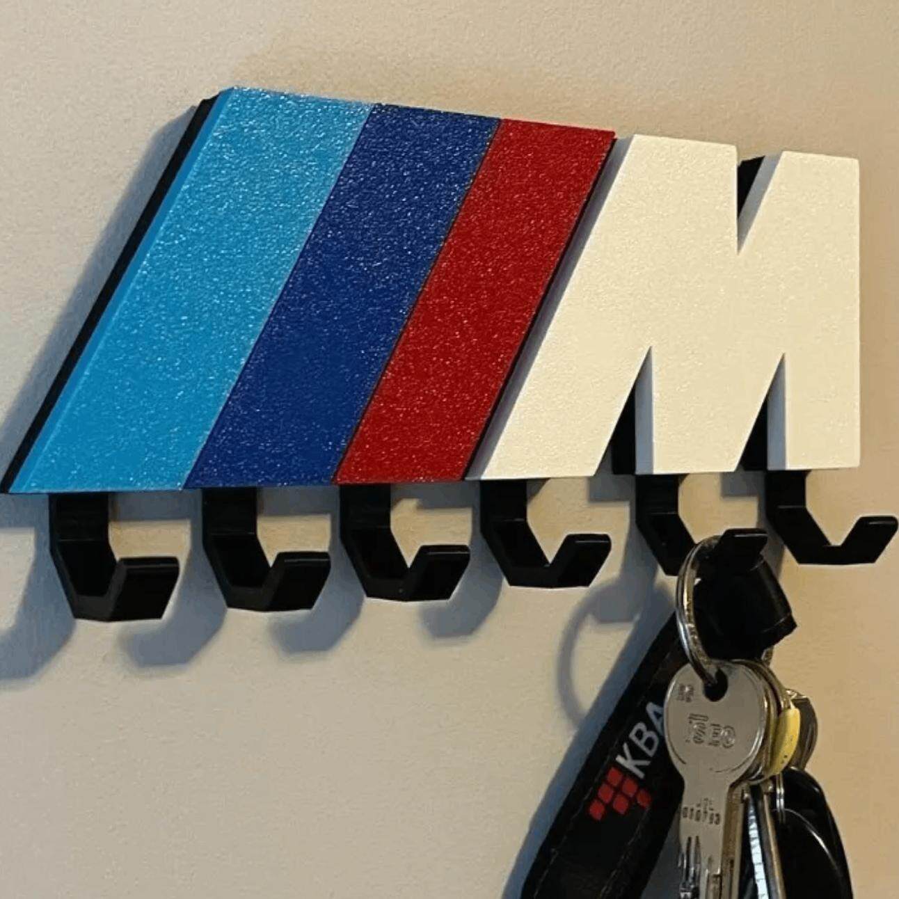 BMW M-Logo tricolor stripe key hook with 5 hooks
