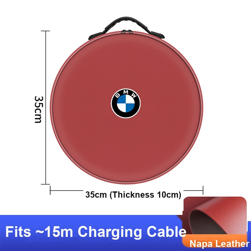 BMW charging cable storage bag - round, volcano red