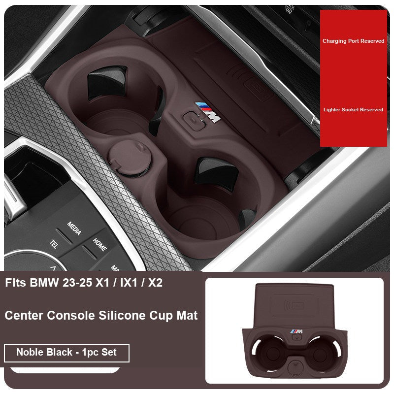 BMW X1 iX1 X2 center console silicone cup mat, Noble Black