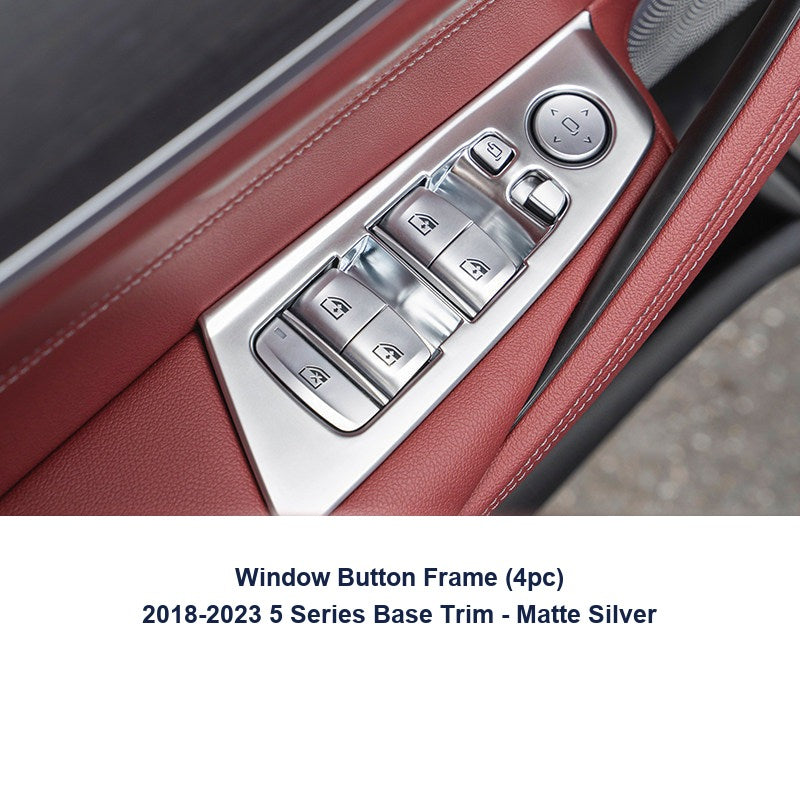 BMW door handle cover - 2018-2023 New 5 Series Base Trim [4-piece window button frames] Matte Silver