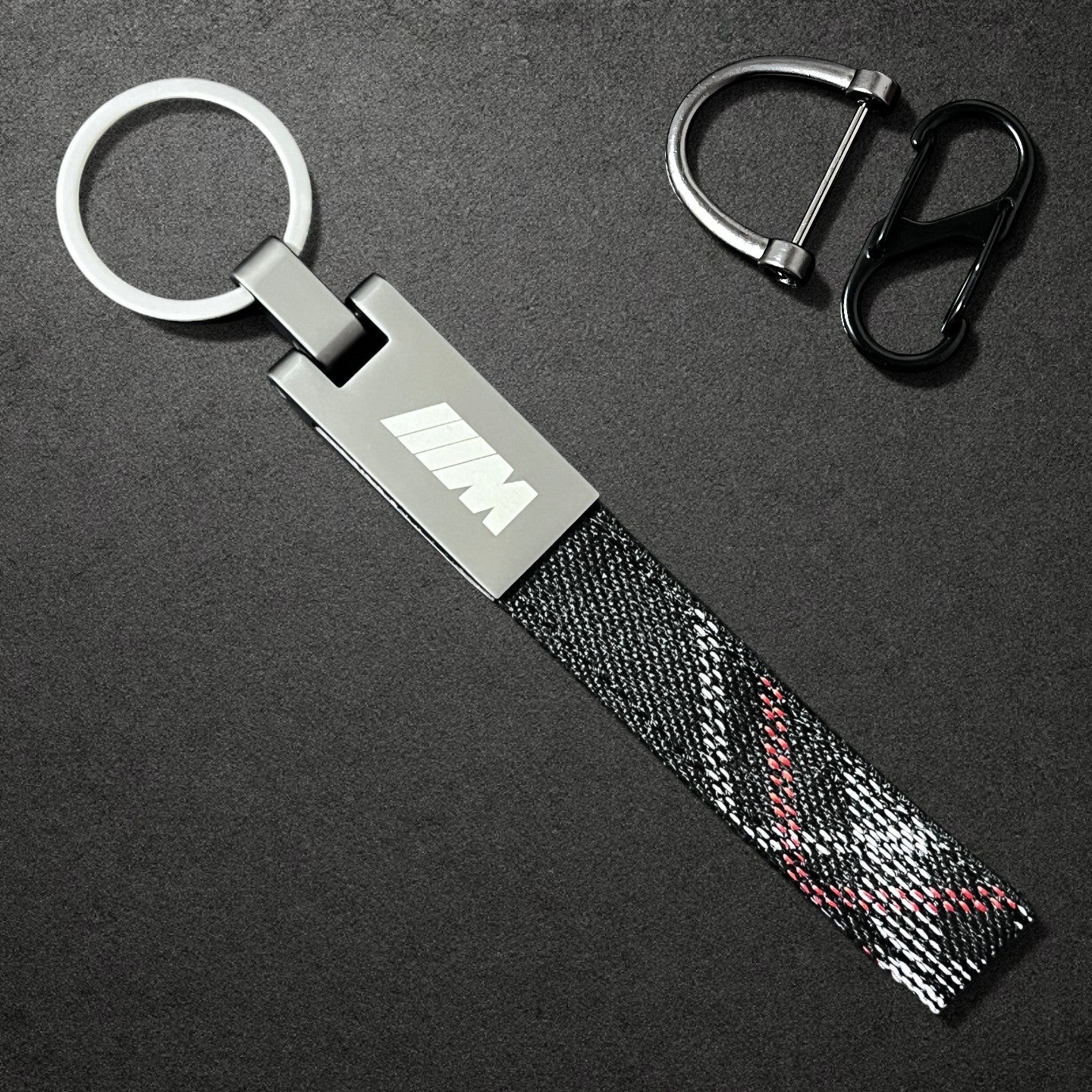 BMW M Performance Leather Key Fob Strap & Keychain Ring