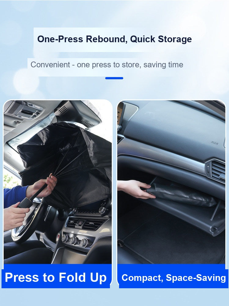 BMW windshield sunshade one-press fold and storage demonstration