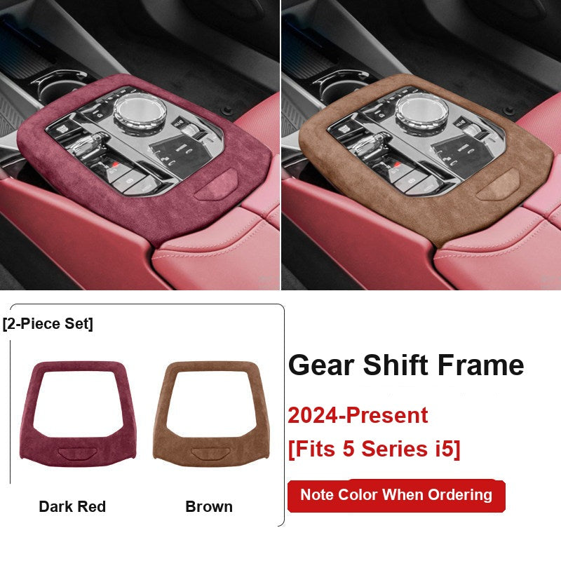 BMW 5 Series i5 gear shift frame dark red and brown