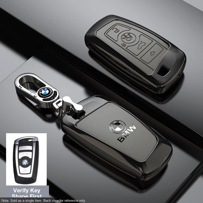 BMW Leather Key Fob Case - Style C, Meteorite Grey, Metal Buckle