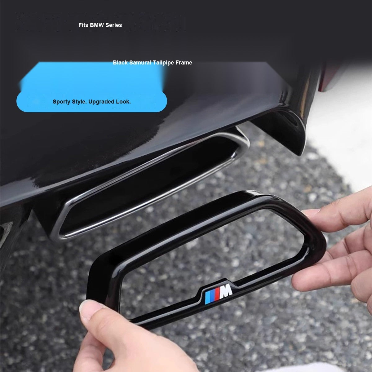 BMW Gloss Black Exhaust Tailpipe Trim Cover - Installed View