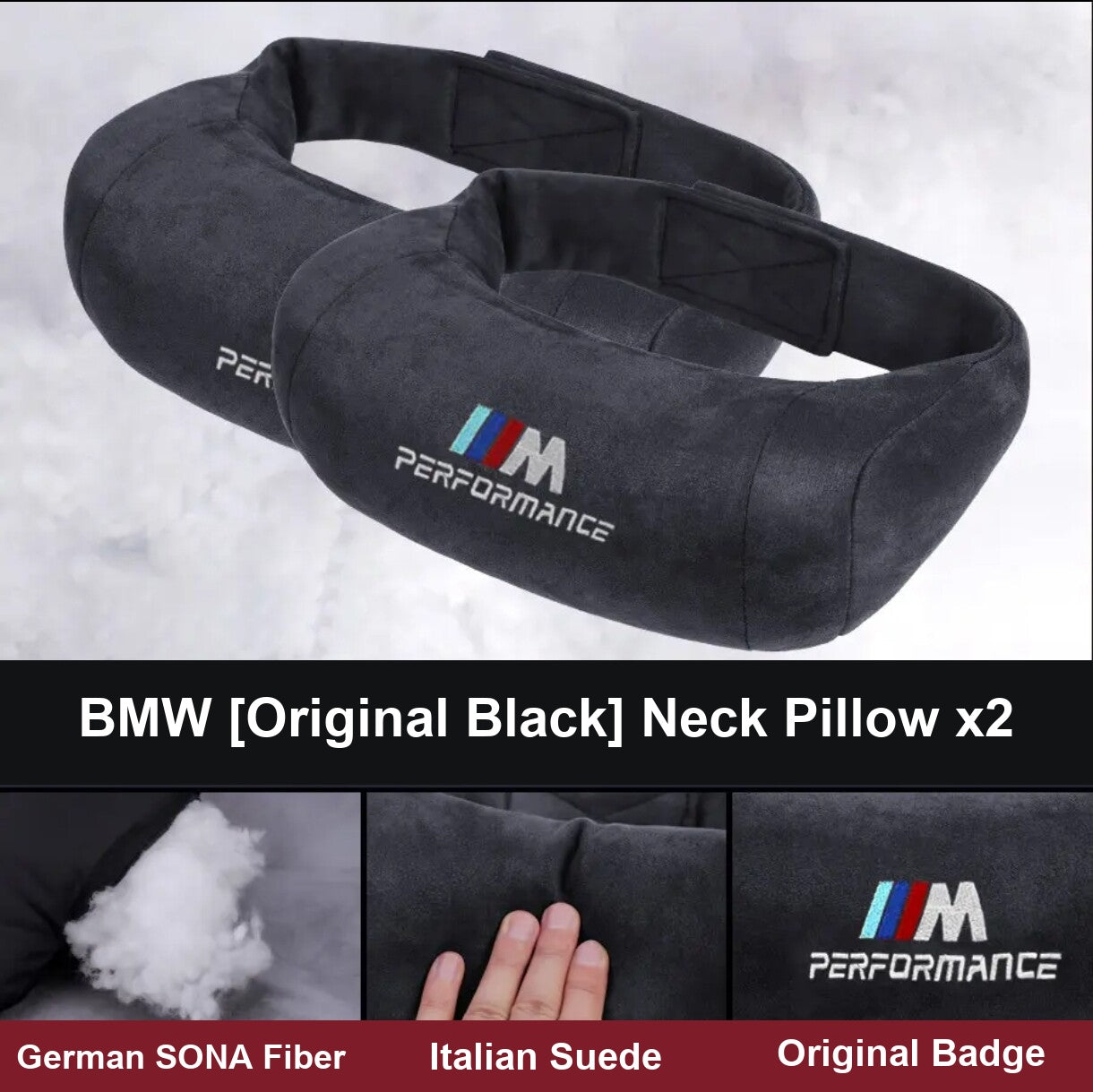 BMW M Performance neck pillow pair, original black
