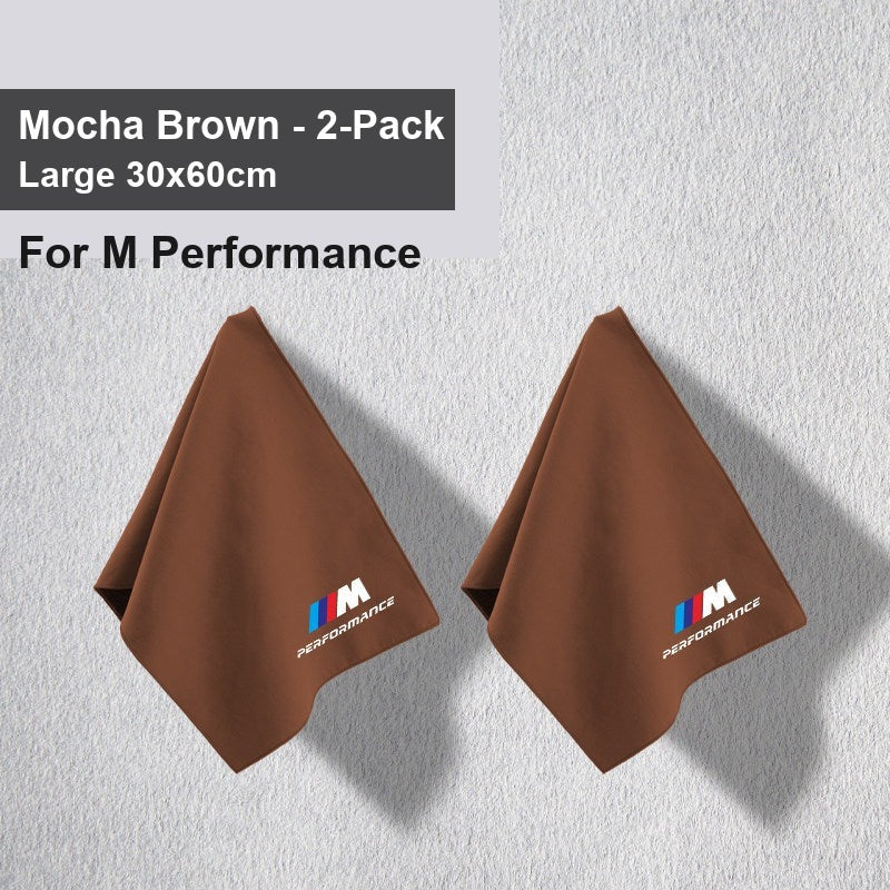 BMW car wash towel - Entering two M Performance Mocha Brown large sizes