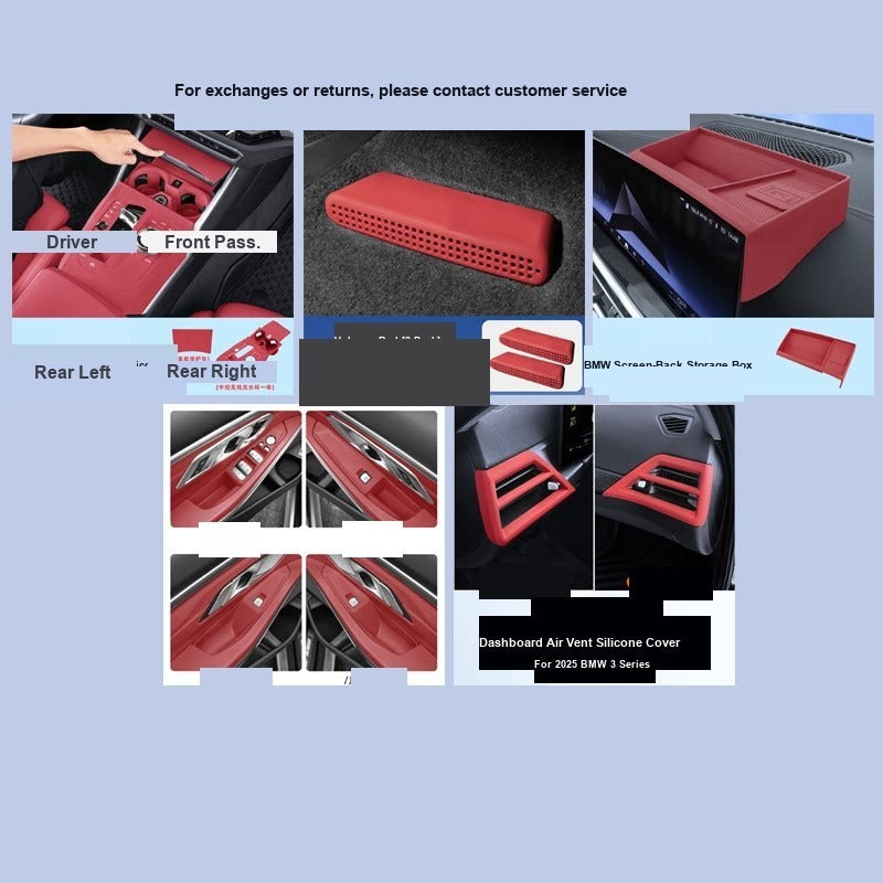 BMW center console silicone pad - 3 Series (2023-2026) - 11-Piece Set - Volcano Red