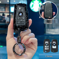 BMW Key Sleeve Case - Glossy Black TPU Cover with Bear Keychain