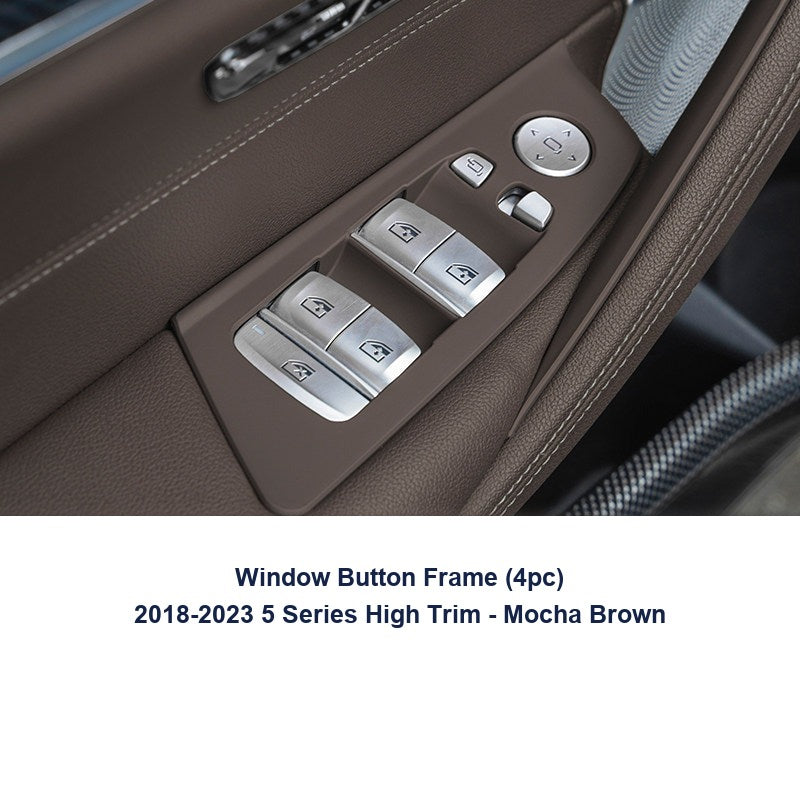 BMW door handle cover - 2018-2023 New 5 Series High-Trim [4-Piece Window Button Frame] Mocha Brown