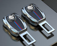BMW Seat Belt Buckle Extender – Carbon Fiber & Leather Style, Set of 2