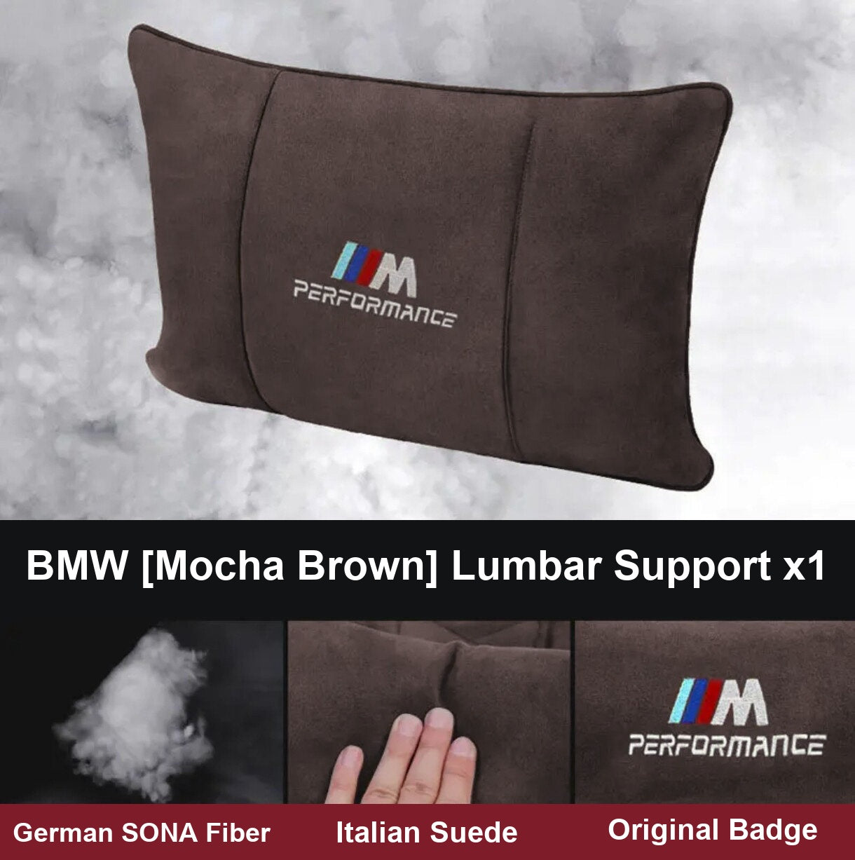 BMW M Performance lumbar support cushion, mocha brown