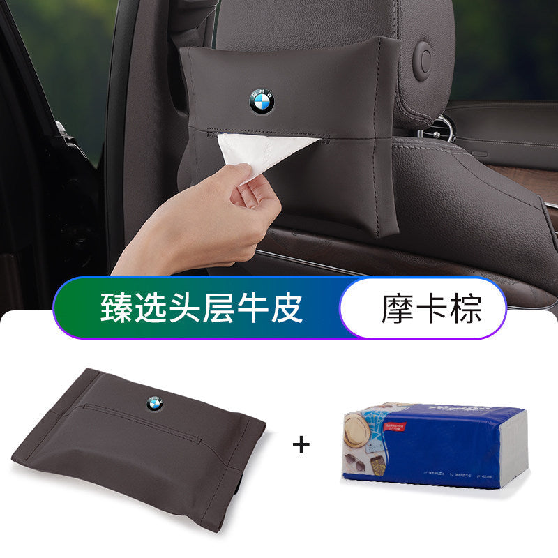 Suitable for BMW 3 Series, 5 Series, X3X5i3, car tissue box, genuine leather, luxury, ix3x1 tissue bag, 7 series drawer carton