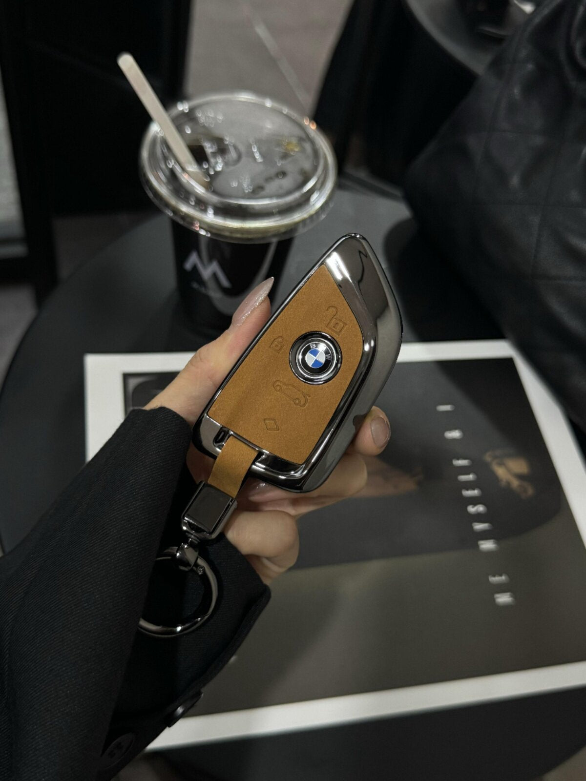 BMW G-Series key case in Mocha Brown leather-style finish