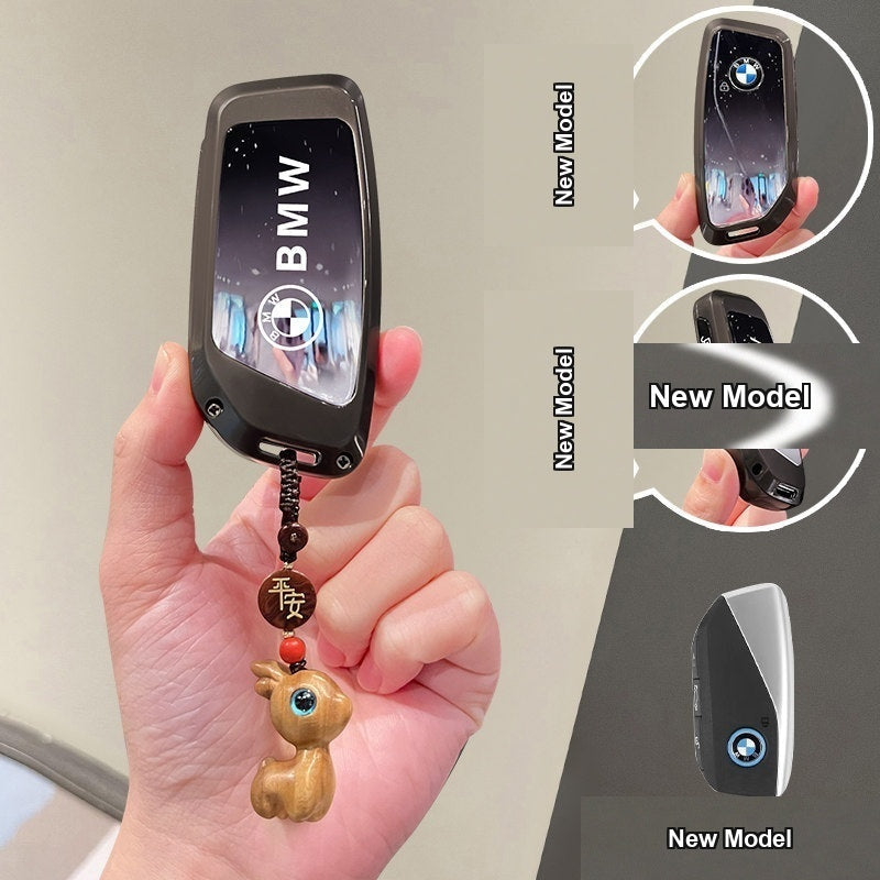 BMW key case New Model - Zinc Alloy 'Everything Smooth' + Sandalwood 'Yilu Pingan' Charm