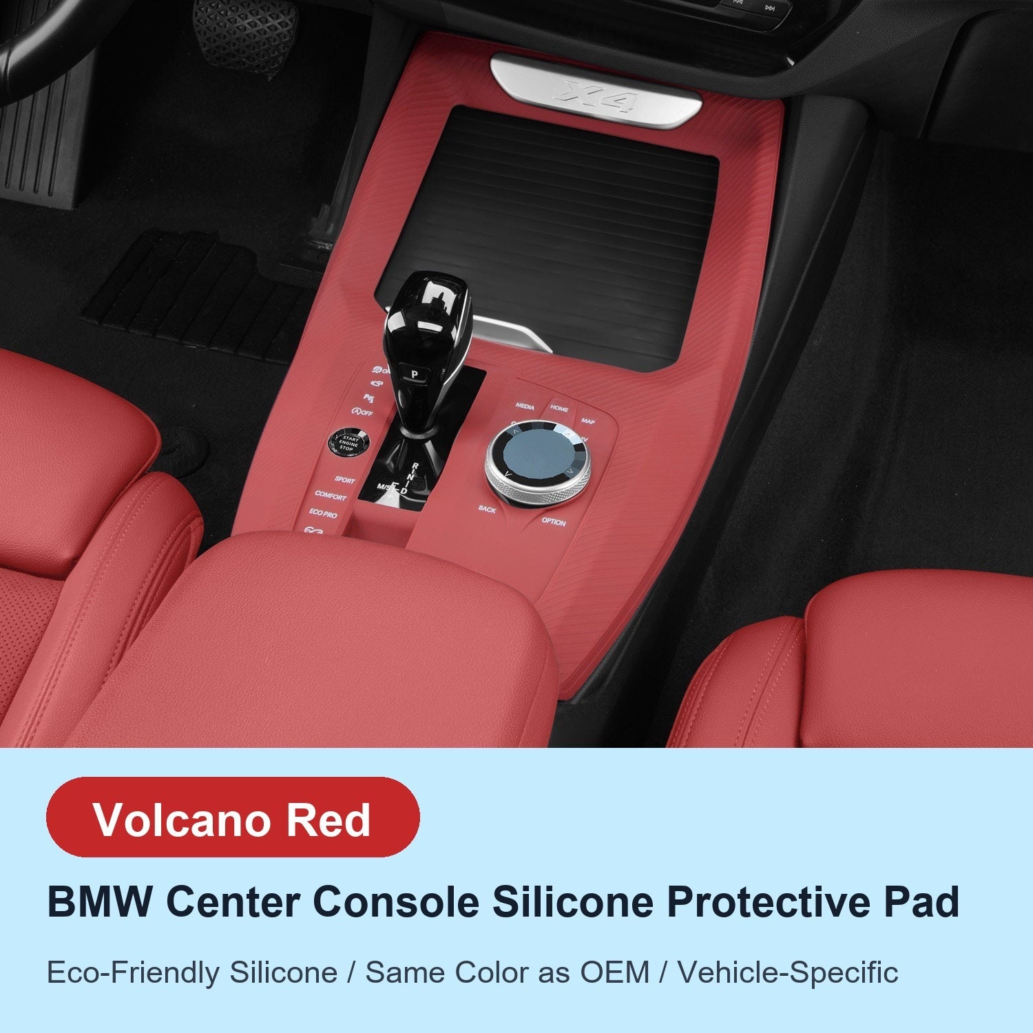 BMW center console silicone pad - X4 (2022-2024) - Volcano Red