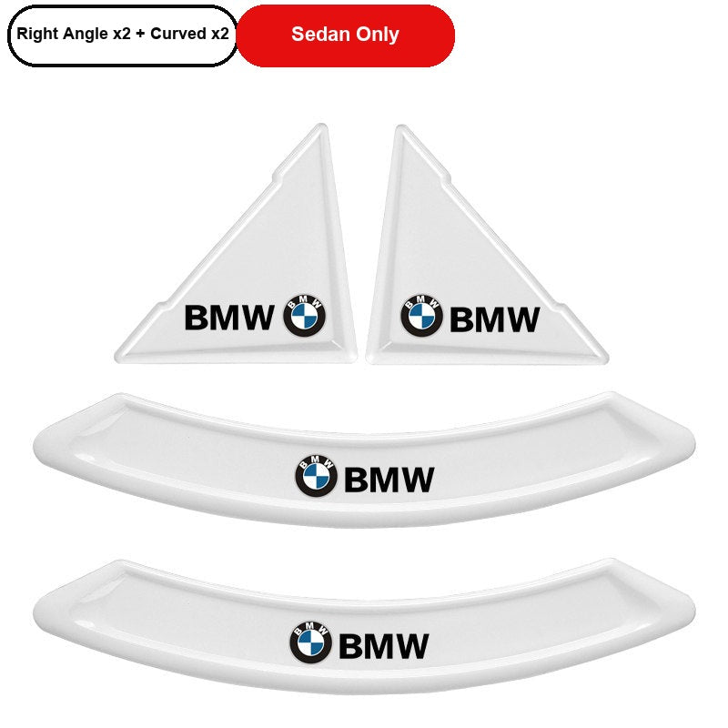 BMW white right angle and curved door corner guards for sedan