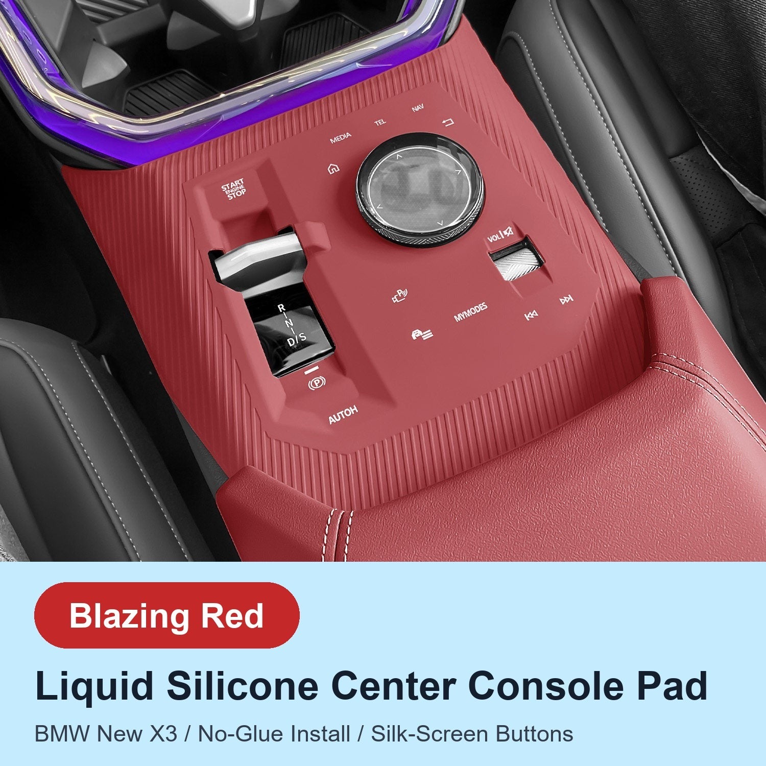 BMW center console silicone pad - X3 New Gen (2025-2026) - Blazing Red
