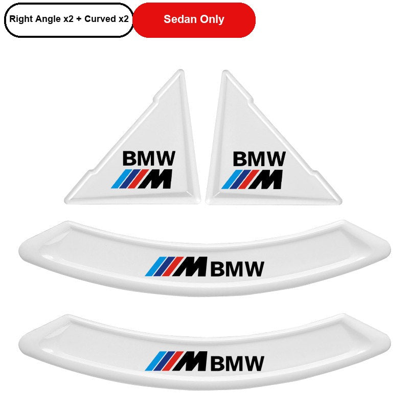 BMW M-Mark White door corner guard, Right Angle x2 + Curved x2