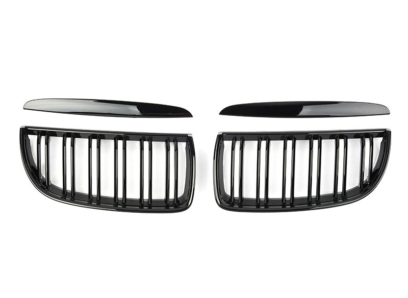 BMW Kidney Grille - Gloss Black Front Grille, E90 3 Series Sedan (2005-07) - Double Line Gloss Black